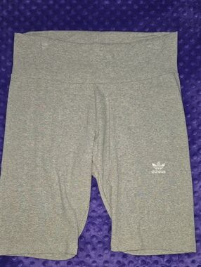 adidas Womens Gray Leggings Shorts with Trefoil Logo